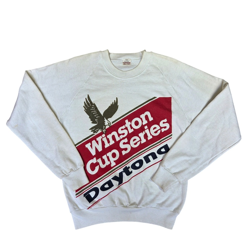 Vintage Belton Winston Cup Series Daytona Sweatshirt White 80s USA Mens Medium